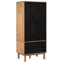 vidaXL Spinta OTTA Juoda 76,5 x 53 x 172 cm Pušies medienos masyvas