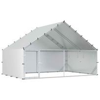 vidaXL Vištų coop su stogu Sidabrinė 300 x 200 x 190 cm