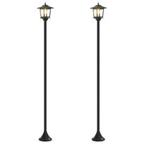 vidaXL Lamp Post Set with LED Bulb 2 vnt. Juoda 16 x 16 x 156 cm