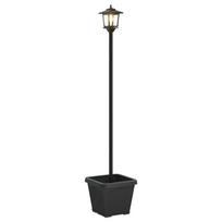 vidaXL Saulės lempos stulpas su vazonu Juoda 32 x 32 x 158 cm