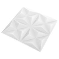 vidaXL Sienų plokštės 48 vnt. 50 x 50 cm Origami Baltas XPS Putplastis