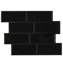 vidaXL Metro plytelė 10 vnt. Juoda 29 x 21 cm Poliuretanas ir PET