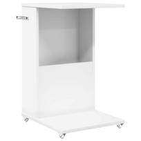 vidaXL Šoninis stalas su ratu Balta 40 x 35 x 60 cm Apdirbta mediena