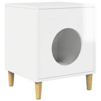 vidaXL Katės namelis Blizgus baltas 42,5 x 40 x 53 cm Apdirbta mediena