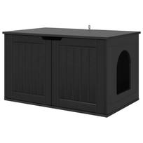 vidaXL Katės namelis Juoda 85 x 55 x 50,5 cm Apdirbta mediena