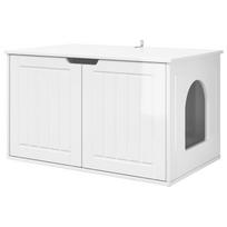 vidaXL Katės namelis Blizgus baltas 85 x 55 x 50,5 cm Apdirbta mediena