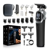 6-in-1 Professional Beard Trimmer for Men, IPX6 Waterproof Electric Shaver Razor, Cordless Body Hair Trimmer for Mustache, Nose, Type-C Mens Gooming mėlyna