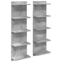 vidaXL Sieninė lentyna 2 vnt. Betono pilka 30 x 15 x 100 cm
