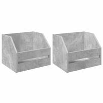 vidaXL Vinilo albumų dėžė 2 vnt. Betono pilka 38 x 30 x 29 cm