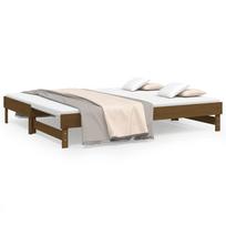 vidaXL Ištraukiama lova, medaus ruda, 2x(100x200)cm, pušies masyvas