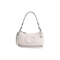 Coach Teri 24 Top Zip Smooth Leather Crossbody Shoulder Bag Medium Women Bags Silver Chalk CR099-SVHA Basic Set (Bag+Dust Bag) white