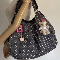 JIAERDI Harajuku Retro Polka Dot Tote Bag Women Black Wrinkle Large Capacity Shoulder Bag Ladies Sweet Cute Commute Underarm Bag 30x25x10cm juoda