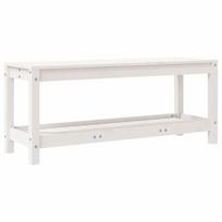 vidaXL Sodo suoliukas, baltas, 108x35x45cm, pušies medienos masyvas
