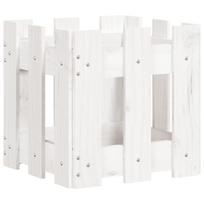 vidaXL Sodo lovelis, baltas, 30x30x30cm, pušis, tvorelės dizaino