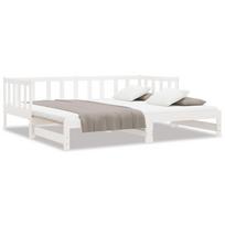 vidaXL Ištraukiama lova, balta, 2x(90x200)cm, pušies medienos masyvas