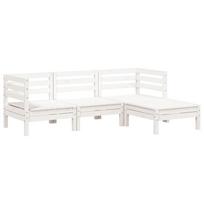 vidaXL Trivietė sodo sofa su pakoja, balta, pušies medienos masyvas