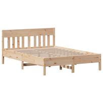 vidaXL Bed Frame Natūrali 140 x 200 cm Solid Pine Wood, Plywood Slats