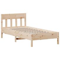 vidaXL Bed Frame Natūrali 90 x 190 cm Solid Pine Wood, Plywood