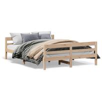 vidaXL Bed Frame Natūrali 140 x 200 cm Solid Pine Wood, Plywood