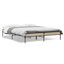 vidaXL Lovos rėmas, ąžuolo, 160x200cm, apdirbta mediena ir metalas