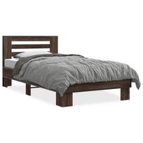 vidaXL Lovos rėmas, rudas ąžuolo, 90x190cm, apdirbta mediena/metalas