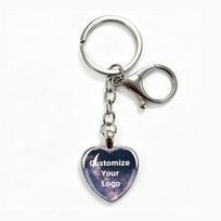 Lobster Clasp Chain Heart Keychain with DIY Picture & Logo - Corporate Souvenir Pendant gray