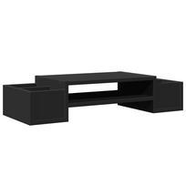 vidaXL Monitoriaus stovas su lentyna, juodas, 70x27x15cm, mediena