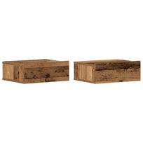 vidaXL Pakabinami naktiniai staliukai, 2 vnt., sena mediena, 40x32x15 cm, inžinerinė mediena