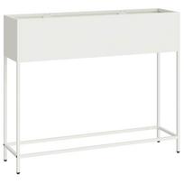 vidaXL Pakeltas Sodo Vazonas Balta 100 x 26 x 82 cm Plienas