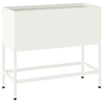 vidaXL Pakeltas Sodo Vazonas Balta 60 x 26 x 48 cm Plienas