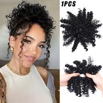 Women' 4-inch African Curly Hair Bun Wig Suitable for Daily Use & Parties - Volume, Low-Maintenance Synthetic Dreadlock Bun for Braids 20.32cm white