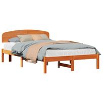 vidaXL Lovos rėmas Vaško ruda 140 x 190 cm Kietos pušies mediena