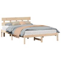 vidaXL Lovos rėmas Ruda 140 x 200 cm Pušies medienos masyvas