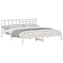 vidaXL Lovos rėmas Balta 180 x 200 cm Kietos pušies mediena