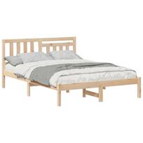 vidaXL Lovos rėmas Ruda 140 x 190 cm Kietos pušies mediena