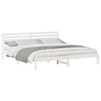 vidaXL Lovos rėmas Balta 180 x 220 cm Kietos pušies mediena