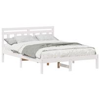 vidaXL Lovos rėmas Balta 140 x 190 cm Kietos pušies mediena