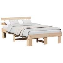 vidaXL Lovos rėmas Natūrali 140 x 190 cm Kietos pušies mediena