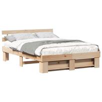 vidaXL Lovos rėmas Ruda 150 x 200 cm Kietos pušies mediena