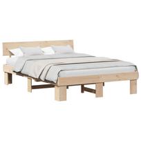vidaXL Lovos rėmas Natūrali 140 x 200 cm Kietos pušies mediena
