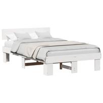 vidaXL Lovos rėmas Balta 140 x 190 cm Kietos pušies mediena