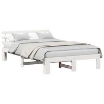 vidaXL Lovos rėmas Balta 140 x 190 cm Kietos pušies mediena