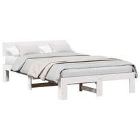 vidaXL Lovos rėmas Balta 140 x 190 cm Kietos pušies mediena