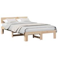 vidaXL Lovos rėmas Natūrali 140 x 190 cm Kietos pušies mediena