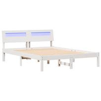 vidaXL Lovos rėmas Balta 140 x 190 cm Kietos pušies mediena