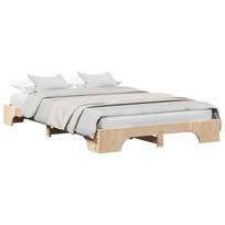 vidaXL Lovos rėmas Natūrali 140 x 190 cm Kietos pušies mediena