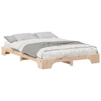 vidaXL Lovos rėmas Ruda 140 x 220 cm Kietos pušies mediena