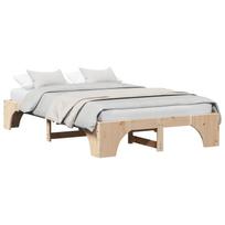 vidaXL Lovos rėmas Natūrali 140 x 190 cm Kietos pušies mediena