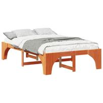 vidaXL Lovos rėmas Ruda 140 x 190 cm Kietos pušies mediena