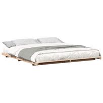 vidaXL Lovos rėmas Ruda 180 x 220 cm Kietos pušies mediena